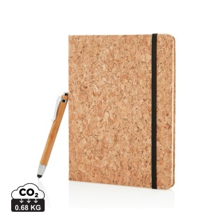 Libreta A5 con bolígrafo touch de bambú personalizada